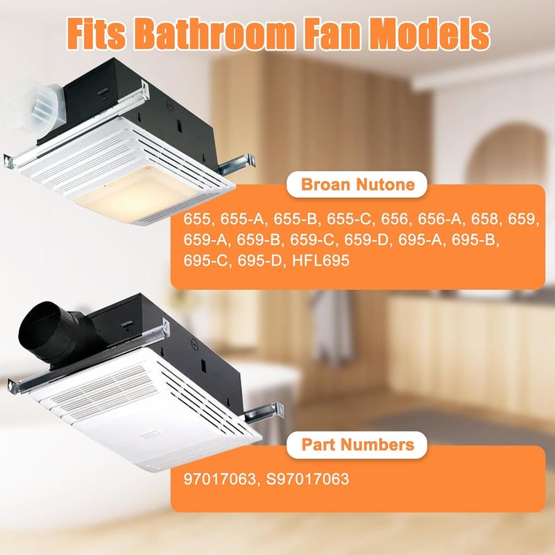 Criditpid S97017063 Heater Motor Assembly Replacement for Broan NuTone 655, 656, 658, 659, 655-C, 655-B, 655-A, 655F, 695, 695-B, 695-D, HFL695 Blower Fan Bathroom Exhaust Fan Motor for NuTone Heater - Image 3